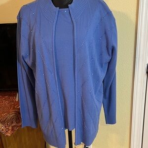 2pc Elegant Blue Women's Cardigan Sweater and matching tunic